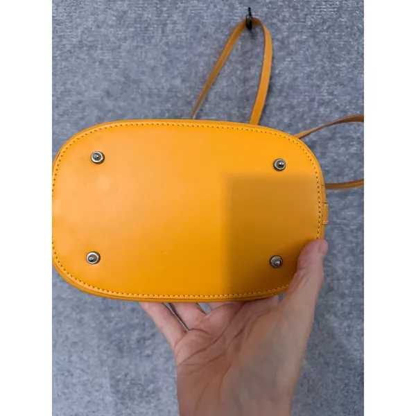 Dooney & Bourke Womens Bucket Bag Medium Yellow Leather Vintage Shoulder Tote - Image 7