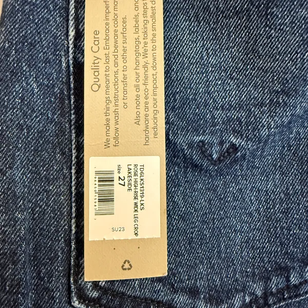HUDSON Rosie High-Rise Wide Leg Crop Denim Jeans Lakeside Blue Women's US 27 NWT - Image 10