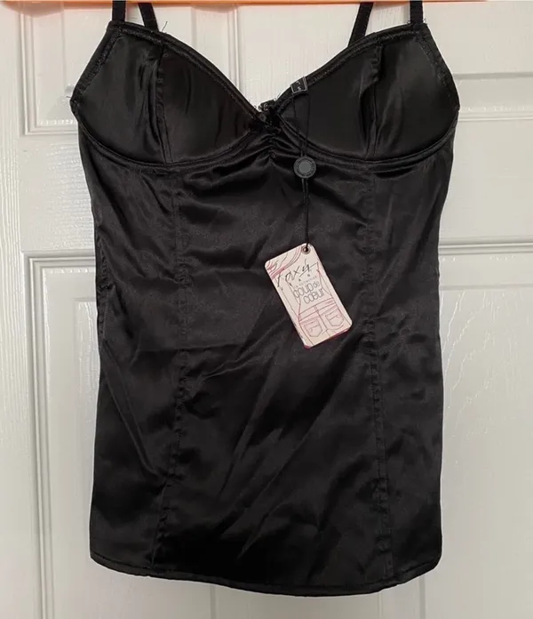 NWT Vintage drop Waist Black Corset Top with adjustable straps - Image 3