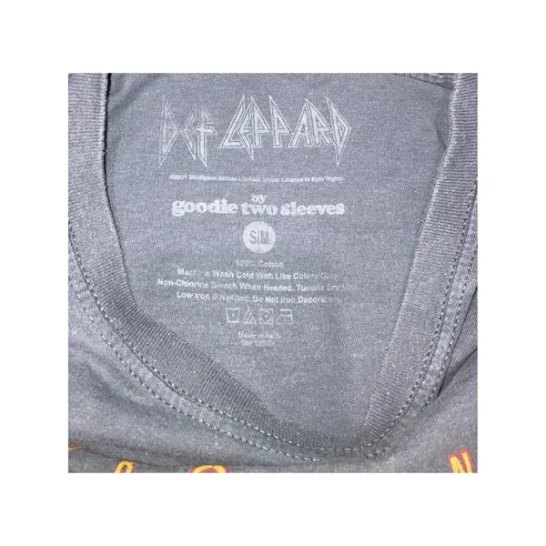 Def Leppard‎ Graphic T-Shirt S/M Oversized Pyromania Leopard Raw Hem Crop Top - Image 7
