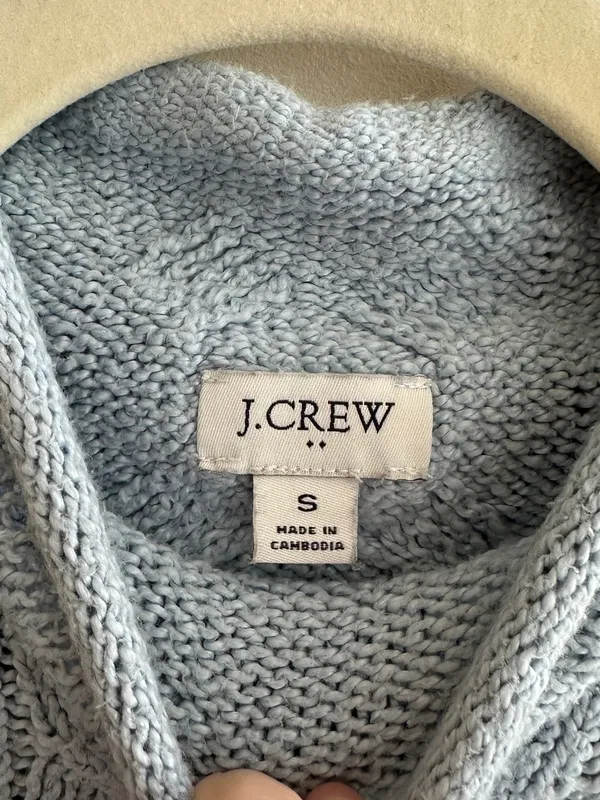 J. Crew Women’s Rollneck Cable Sweater, Light Blue, Size Small, 90s Sweater - Image 9