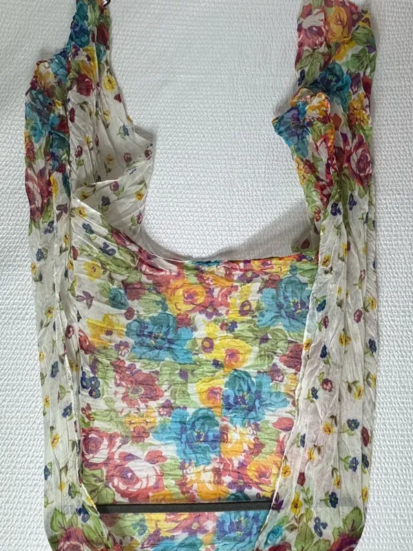2 chic Floral Lightweight Multicolor Scarf - Blue Yellow Pink Green - Image 2