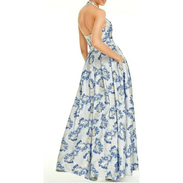 Speechless Blue‎ Metallic Halter Evening Formal Dress Gown Size 0 New with Tags - Image 4