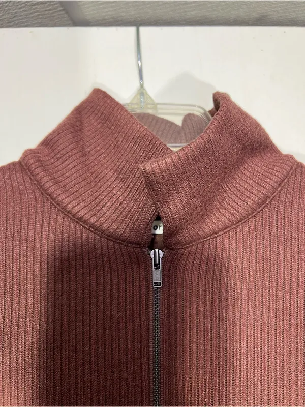 Reformation brown Ribbed Zip-Front Mock Collar top size S - Image 6