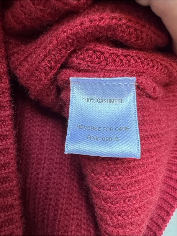 Garnet Hill 100% Cashmere Cardigan Sweater Burgundy Red V Neck Button XS - Image 3