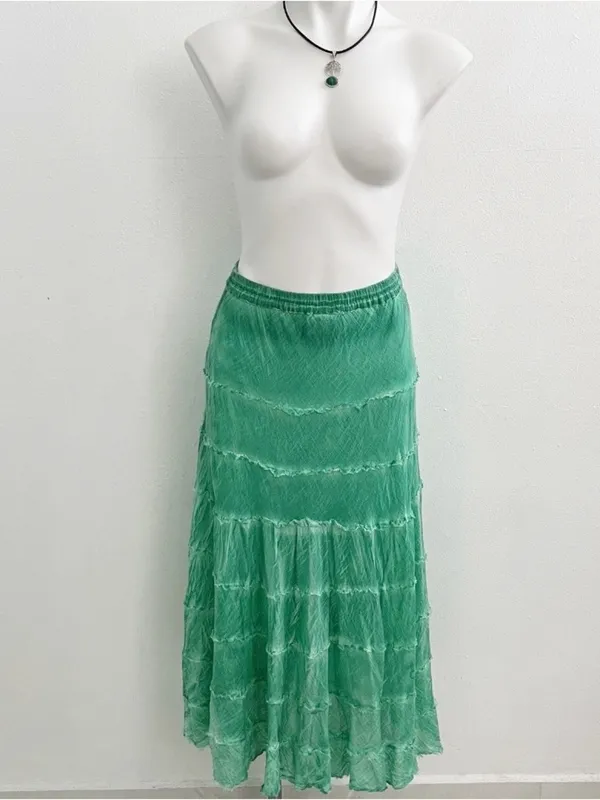 NEW METROWEAR Crinkle Madi tiered Skirt Green SMALL beach Boho Hippie Peasant - Image 5