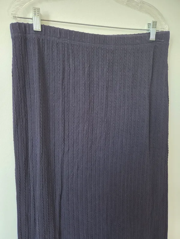 Navy Blue Knit Maxi Skirt Lightweight Stretchy Tropical Nautical Beachy 2XL - Image 4