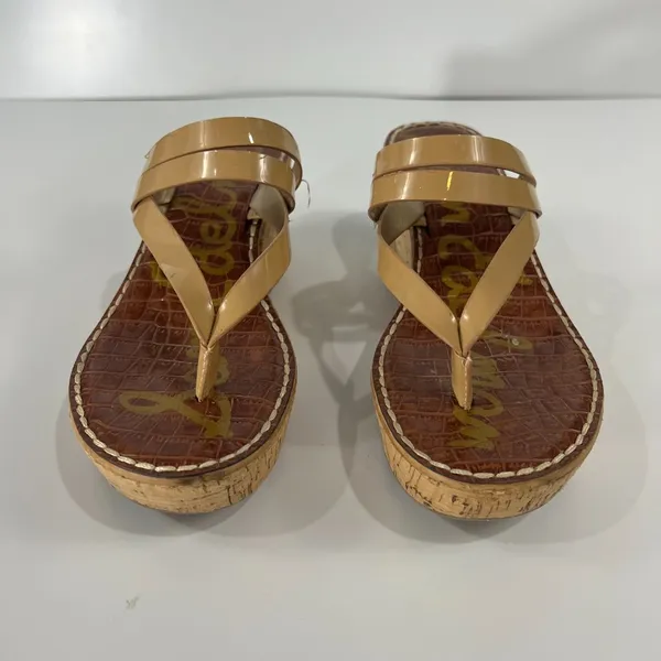 Sam Edelman Size 8.5 Cork Wedge Thong Sandals - Image 2