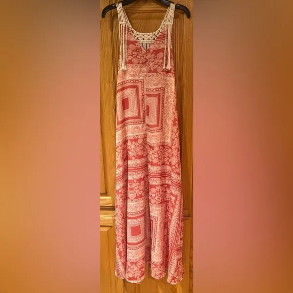 ZARA Macrame Bohemian Festival Lightweight Lined‎ Maxi Dress Size Medium / Large - Image 13
