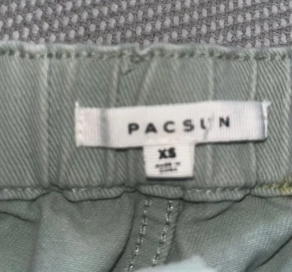 PacSun Paperbag Sage Light Green Cargo Jean Shorts With Elastic Waist Band Sz Xs - Image 4