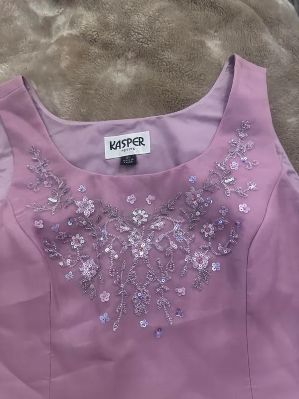 Vintage Kasper lilac purple beaded top - Image 5