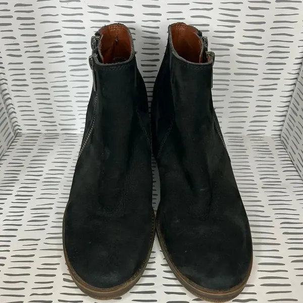 Lucky Brand LK-ROQUEE Black Suede Double Zip Ankle Booties Sz 9M/39 Boho Grunge - Image 3