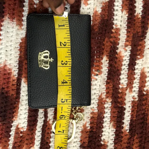 NWOT Juicy Couture Monogram Black Gold Wallet Coin Purse Cardholder Pouch w/ heart charm gold tone Measurement in pics New, no tags - Image 4