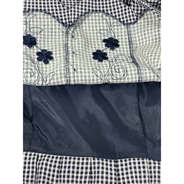VTG PLAZA SOUTH Women's Gingham Dress Grandma Cottagecore Dress Navy/White SZ 10 - Image 10