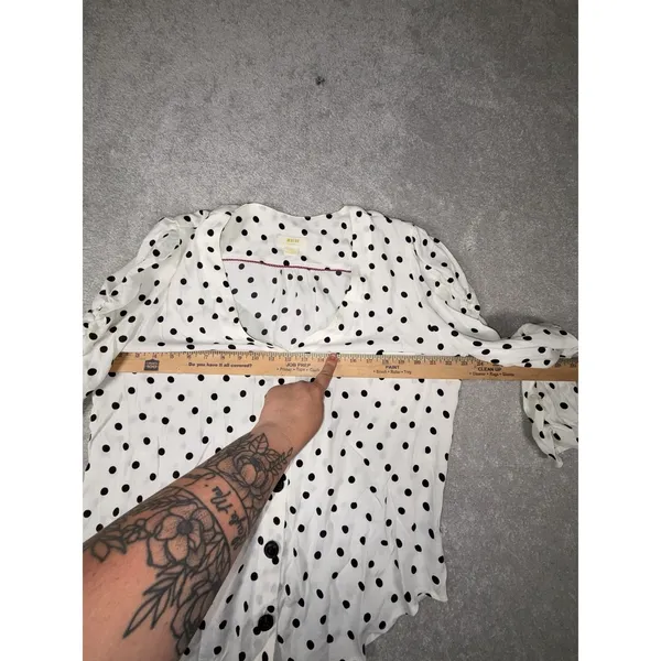 MAEVE‎ Anthro Jourdain Polka Dot Long Sleeve V-Neck Large - Image 6