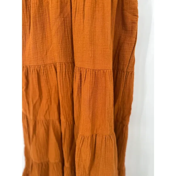 Universal Thread Dress Women XS Rust Orange Boho Tiered Sleeveless Gauze Midi - Image 10
