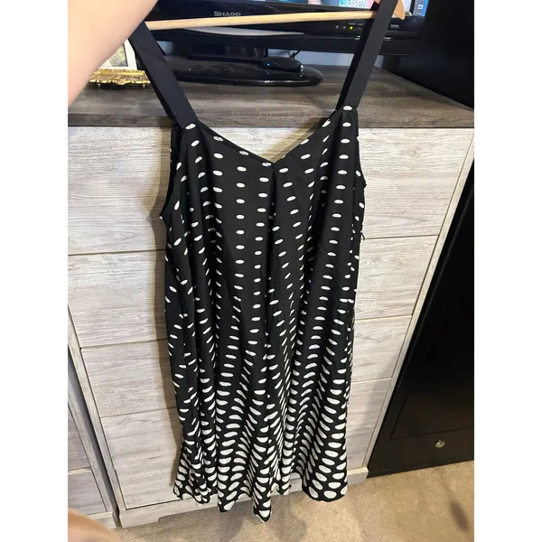 Jessica Simpson Maternity Polka Dot Midi Dress Black White Sleeveless Large - Image 4