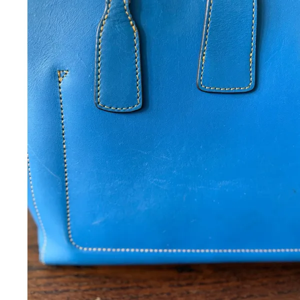 Dooney & Bourke Small Shannon Vibrant Blue Orange Structured Tote Bag - Image 4