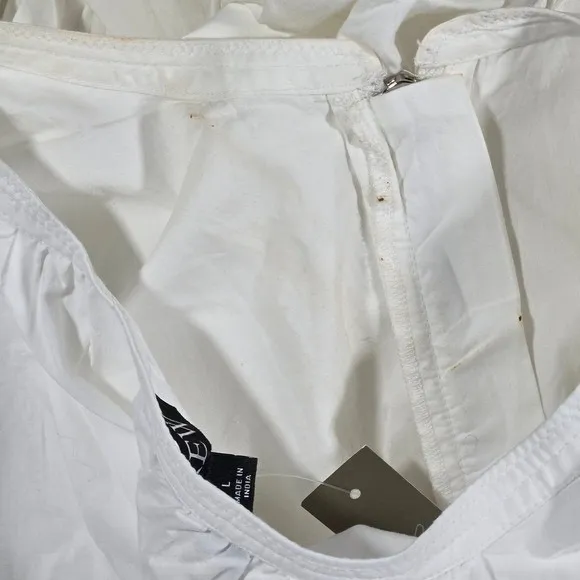 J‎ Crew White Tiered Drop-waist Midi Dress Elastic Waist Drawstring Zip Front L - Image 11