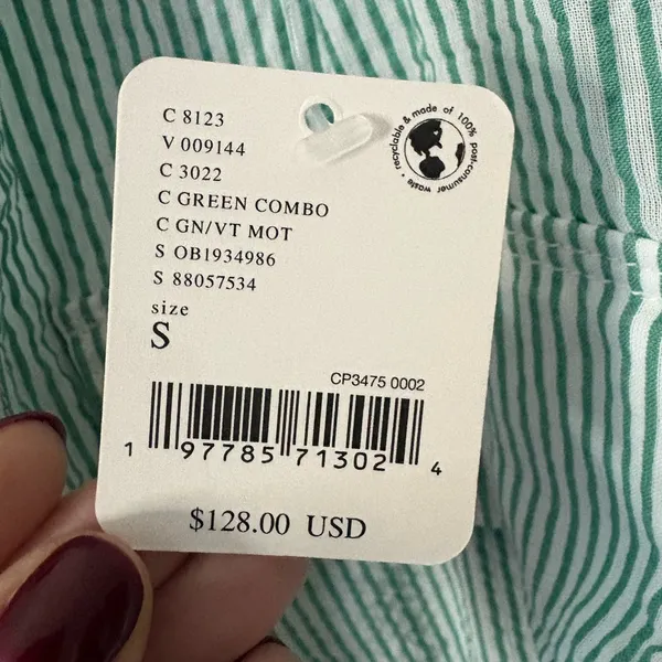 Free People Intown Mint Striped Jumpsuit Size Small NWT‎ - Image 7