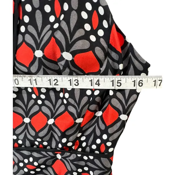 Milly Sheath Dress 2 Black Gray Red Silk Geometric‎ Sleeveless Modern Chic Party - Image 9