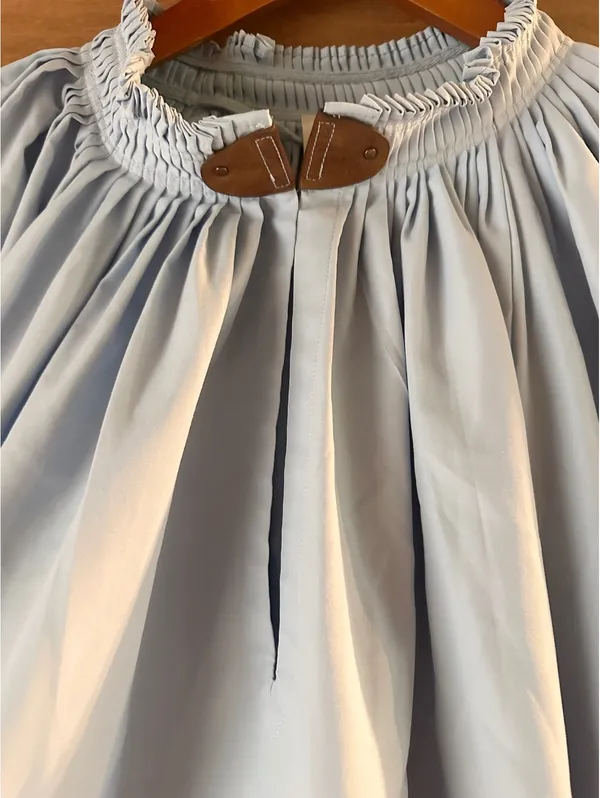 Maeve Anthropologie Pleated Trapeze Blouse Puff Sleeve Light Blue Women’s Small - Image 9