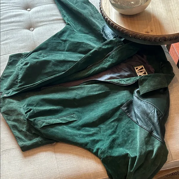 ADA Vintage Emerald Green Suede Bomber Jacket Size L - Image 8