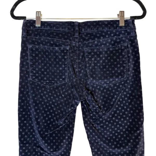 J Crew Toothpick‎ Ankle Pants Navy Velvet Polka Dot Size 27 Holiday Preppy - Image 4