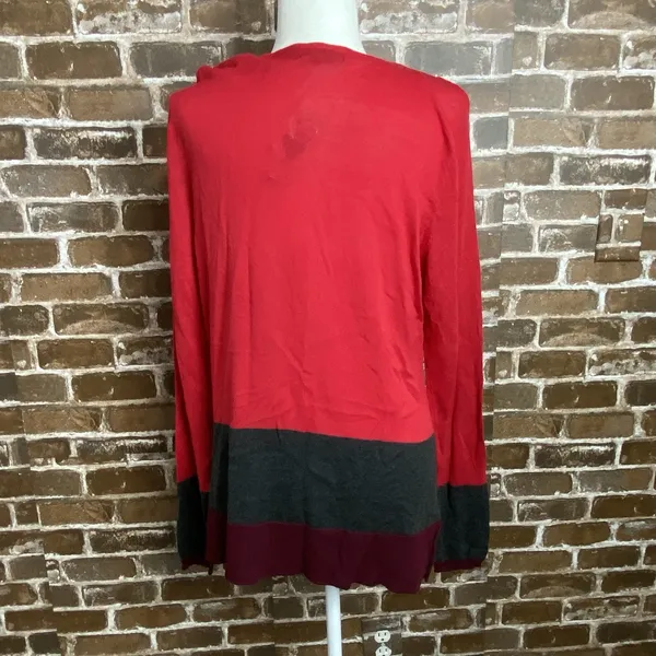 Vtg Attention Womens Red Color Block Light Weight Cardigan No Buttons Size XL - Image 5