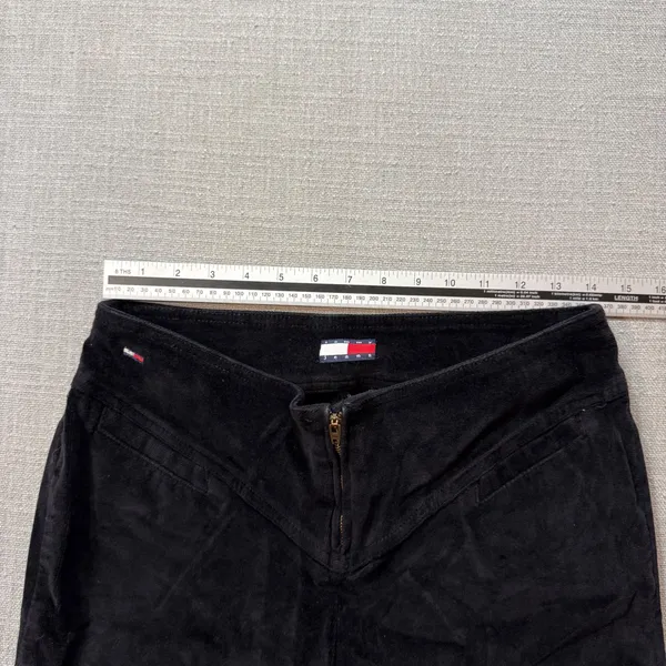 Tommy Hilfiger Tommy Jeans Black Velvety‎ Flare Pants Size 9 V-Waist Y2K Vintage - Image 4