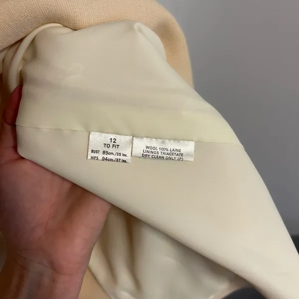 Jaeger London Vintage 100% Wool Trench Coat Cream Made in Great Britain Size 12 - Image 12