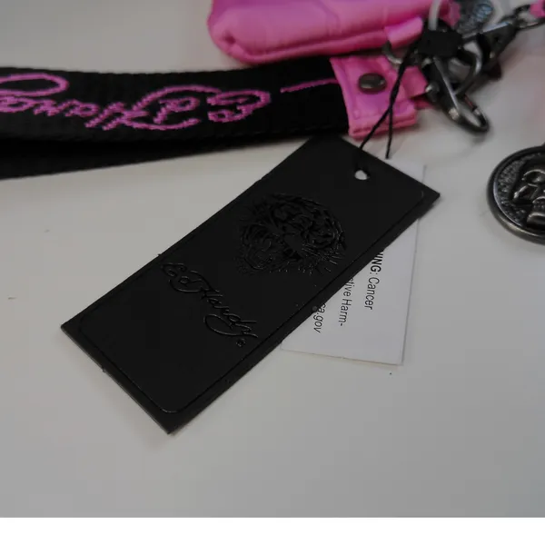 Ed Hardy Pink Leopard Double Coin Pouch Wristlet Keychain Set Y2K Tattoo NWT - Image 6