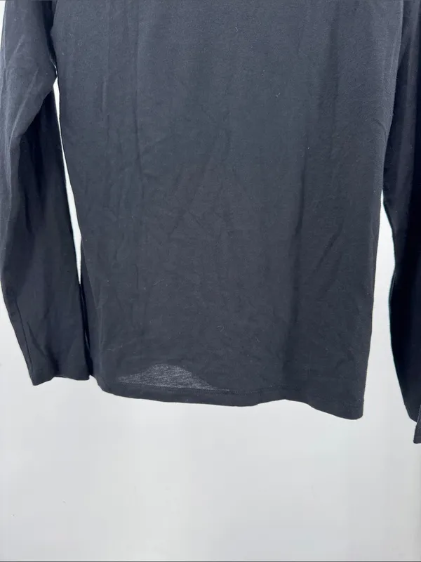 Ralph Lauren Black Long-Sleeve Tee Gold RL Logo S casual layering lightweight - Image 10