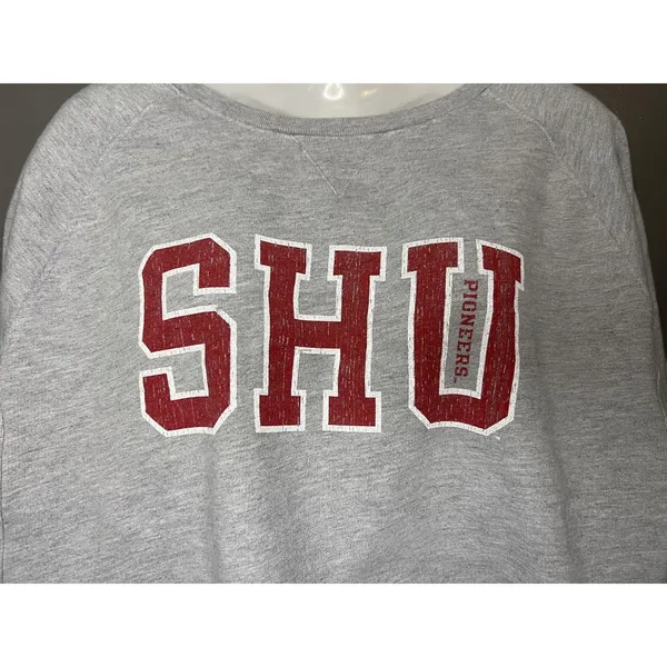 Sacred Heart Pioneers Sweatshirt Womens 2XL Gray Cropped Raw Hem Gear For Sports - Image 5