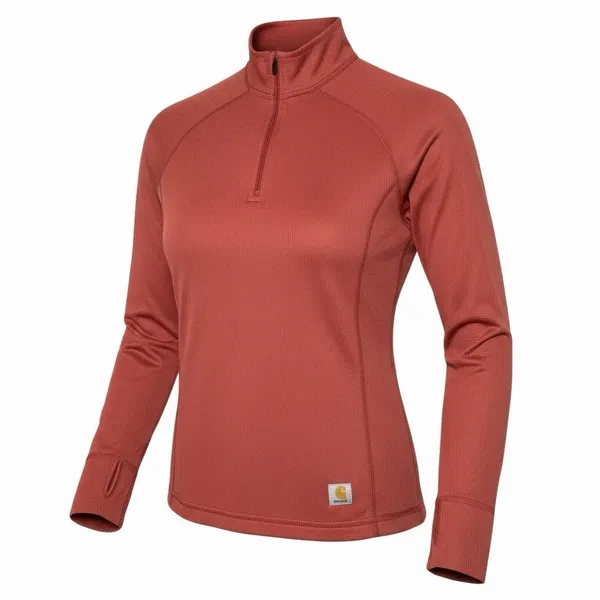 Carhartt‎ Womens 1/4 Zip Pullover Thermal Base Layer Rust XS WK015 Gorpcore - Image 2