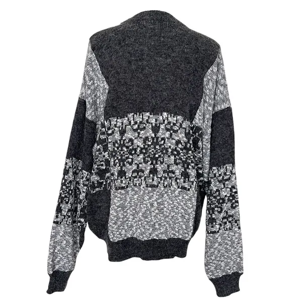 Vintage Nuovo Retro Grandpa Grandma Sweater Unisex Size XL Grunge Acrylic Gray - Image 5