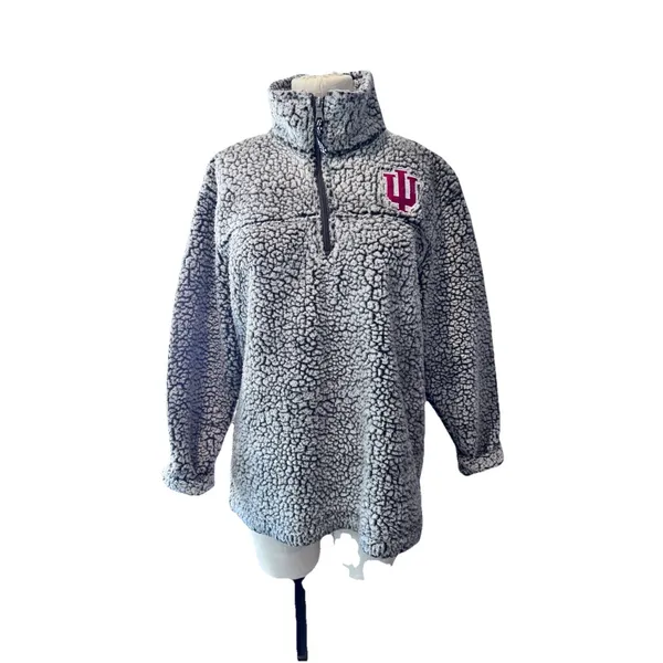 BoxerCraft Indiana Hoosiers Sherpa Fleece Quarter Zip Pullover Sweatshirt Med - Image 3