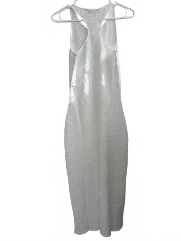 Mango Textured Dress with Opening Back Slit Lia Off White NWT Size 6 / Medium - Image 8