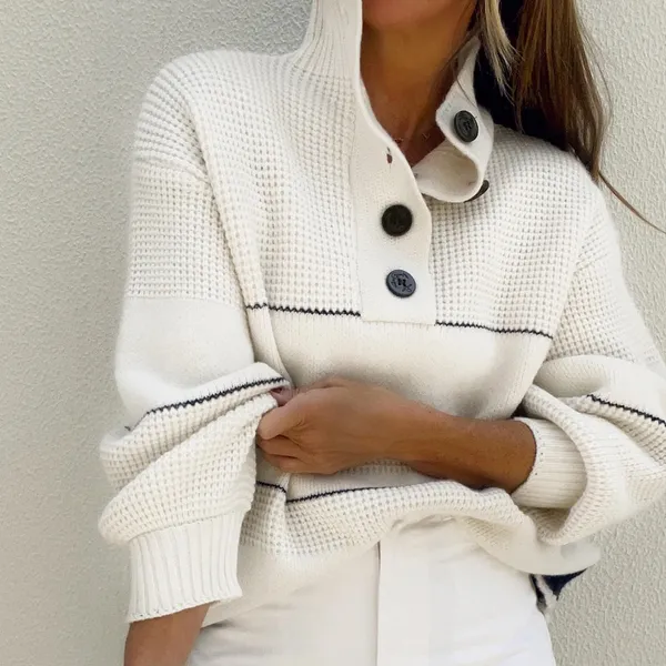 Commense Open Collar Button Up Sweater size small White - Image 2