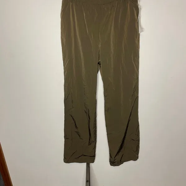 Good American Wide Leg Track Pants MEDIUM Mocha Pull On Casual Athletic Gym - Image 5