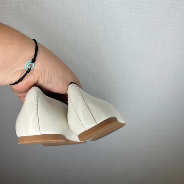 ONYX Cream Leather Ballet Flats Black Trim Rope Bow Round Toe Size 41 32024/154 - Image 5
