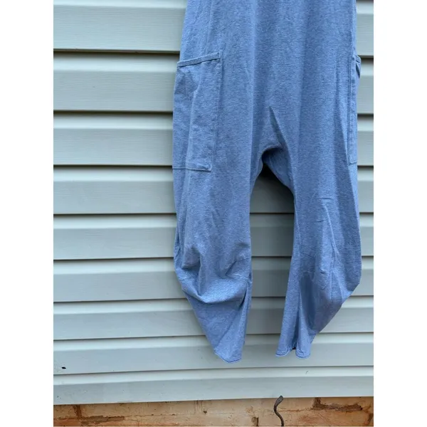 Kimberly Gray Barrel Leg Jumpsuit Ruched Hem Boho Pockets Size M - Image 9