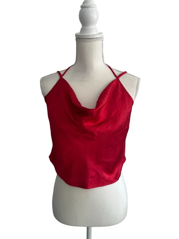 LOVERS AND FRIENDS Red Draped Tank Top Blouse Size Medium - Image 10