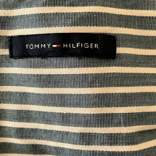 Tommy Hilfiger Women Blue Shirt Dress Pin Stripe 3/4 Sleeve Button Collar - Image 5