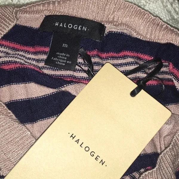 Halogen Nordstrom Stripe Crewneck Cardigan Sweater M v6x - Image 6
