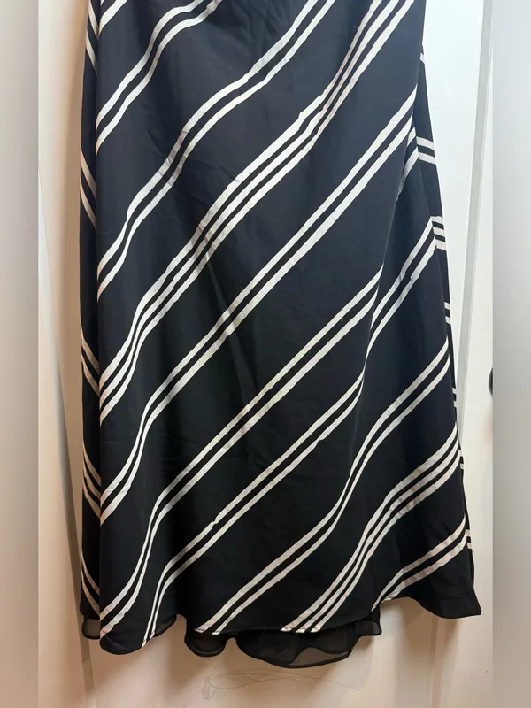 Mango Draped Striped Midi Dress Black White Italian‎ Fabric Size US 4-Small - Image 6