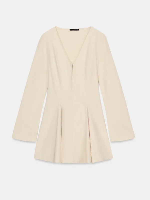 ZARA Elegant Cream Long-Sleeve Fit & Flare Dress - Image 4