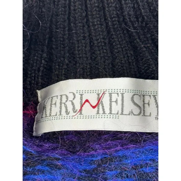 Vintage Kerri Kelsey Mohair Wool Zip Cardigan Sweater‎ Pink Purple Chevron Small - Image 7
