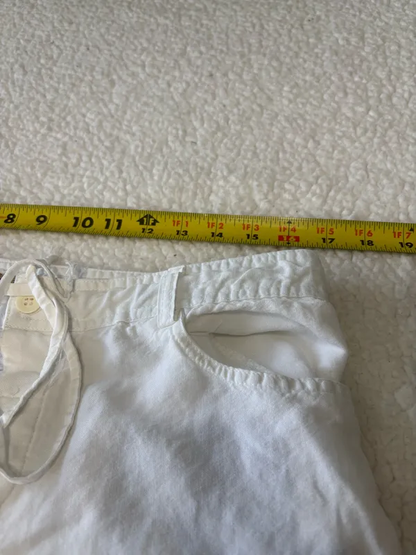Streetwear Society White Linen Cargo Pants Wide Leg Y2K Drawstring size M - Image 3