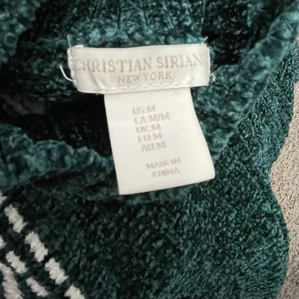 Christian Siriano Size Medium Dark Green Chenille Sweater Soft Cozy Holiday - Image 5